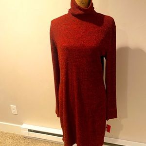 SO Dark Red Turtle Neck Sweater Dress